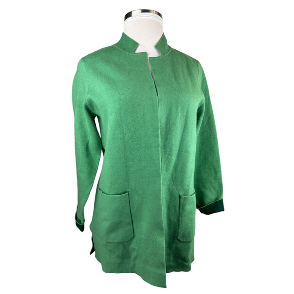 NWT J. Jill Majestic Open Front Cardi Sweater Cardigan Green MP Medium Petite - Picture 3 of 14